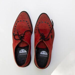 London Underground Women Suede Shoes Red Lace Up Size 5.5